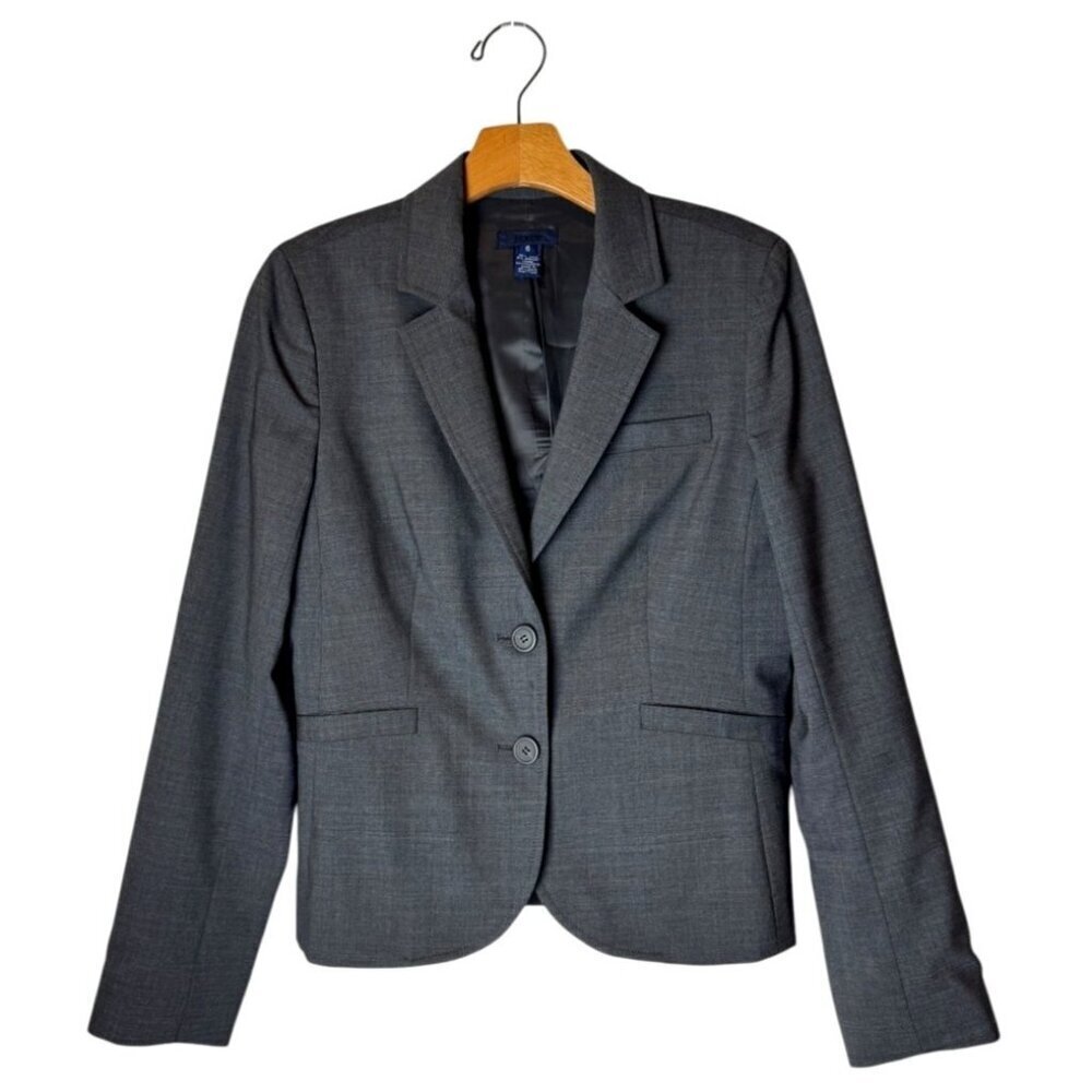 J Crew Blazer Women 6‎ Gray Wool Single Breasted Two Button Preppy Career